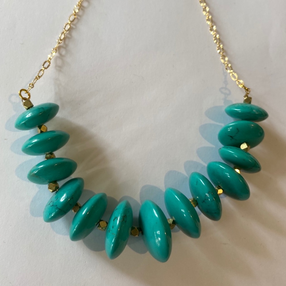 Gold-filled turquoise bead necklace